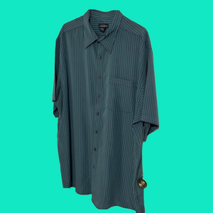 Canyon Ridge men’s blue & green striped short sleeved shirt, size 3XL.